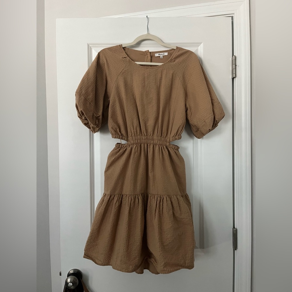 Madewell open back brown dress with buttons